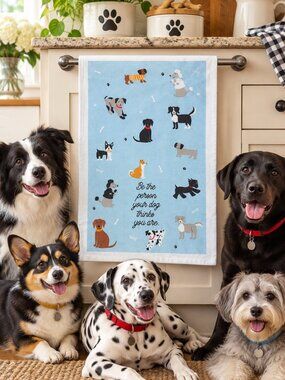 x3 Design Imports Everyday Pets Kitchen Collection Absorbent Dishtowel Set Dogs